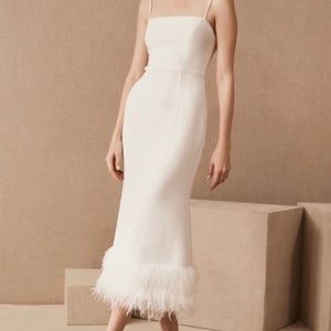 Anthropologie BHLDN ELLIATT white midi feathered dress NWT